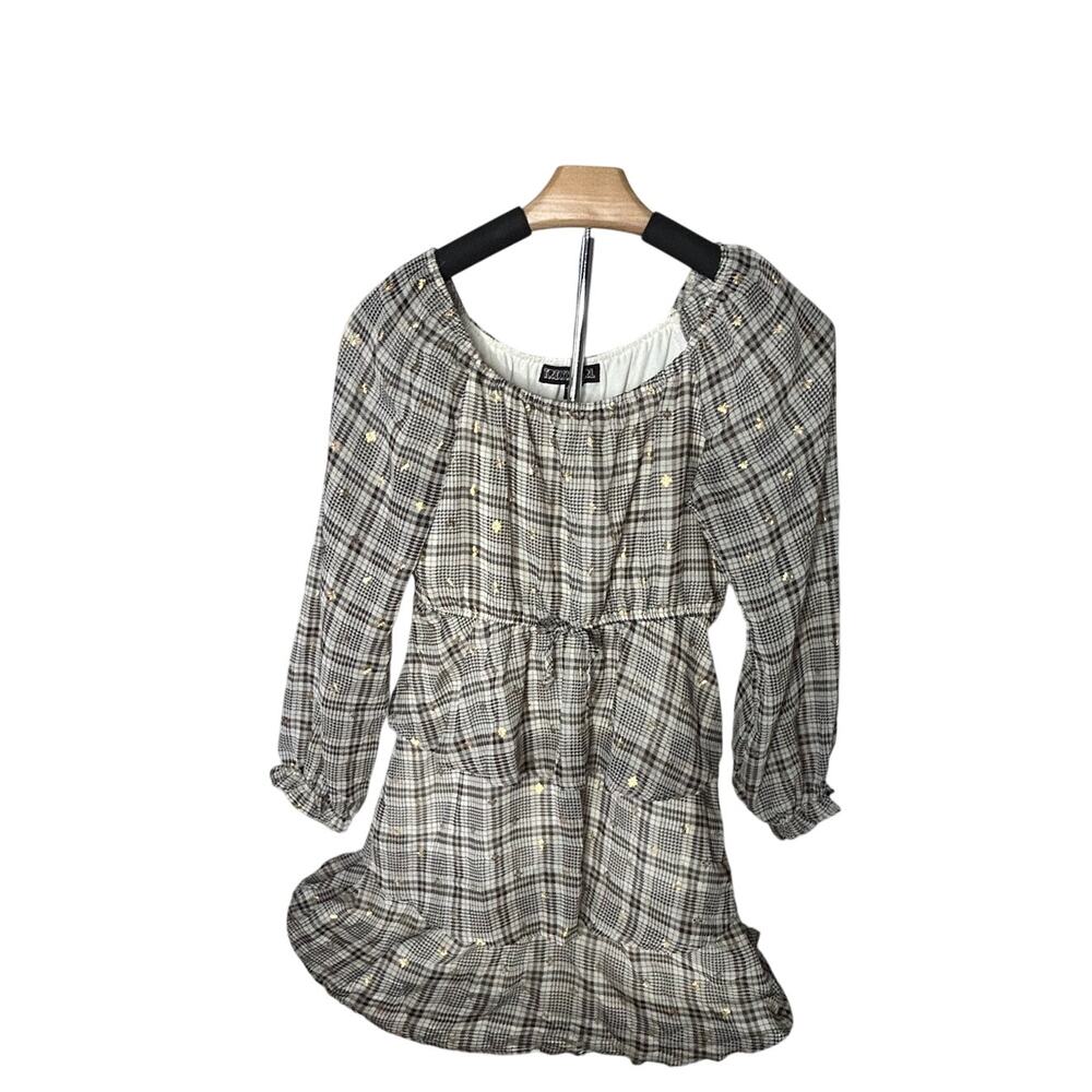 Trixxi Girl size Large Plaid tiered ruffle dress